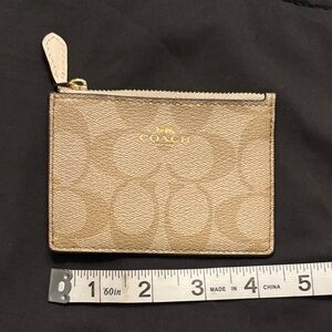 Coach Tan Card Holder with Gold Accents
